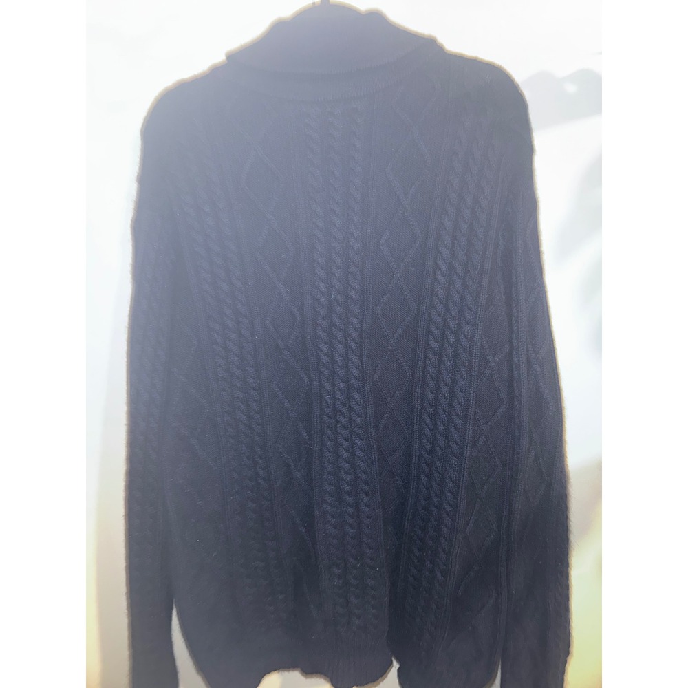 Peter Millar XL Navy Blue Wool Yak Cashmere Cable Knit Shawl Cardigan Sweater - Picture 11 of 11